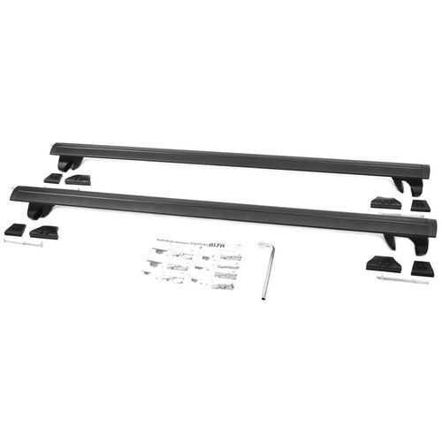 фото Багажник на рейлинги amos alfa для mercedes-benz c-class w202 универсал 1994-2000 5 дв., с черными крыловидными дугами 85 мм х 120 см с замками