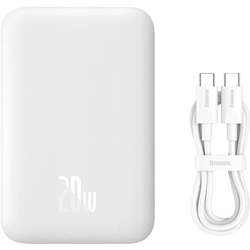 Внешний магнитный аккумулятор с беспроводной зарядкой Baseus Magnetic Wireless 6000mAh PD20W Qi 15W Белый PPCX020102 290000₽