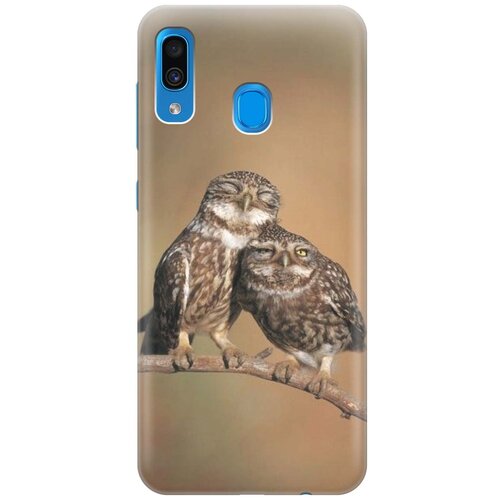 фото Ультратонкий силиконовый чехол-накладка для samsung galaxy a20 / a30 с принтом "пара совушек" gosso