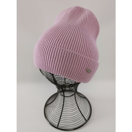 Шапка бини , демисезон/зима, хлопок, вязаная, размер OneSize, розовый