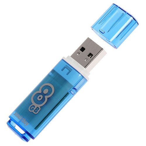 Флешка Smartbuy Glossy series Blue 8 Гб USB2.0 чт до 25 Мб/с зап до 15 Мб/с 2188104
