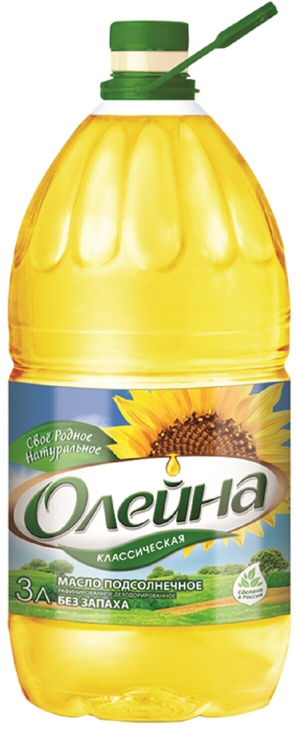 Масло подсолнечное Олейна, рафинированное, 3л