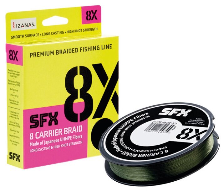 Шнур PE Sufix SFX 8X # 0.6 (135 м 0.128 мм зеленый 7.3 кг)