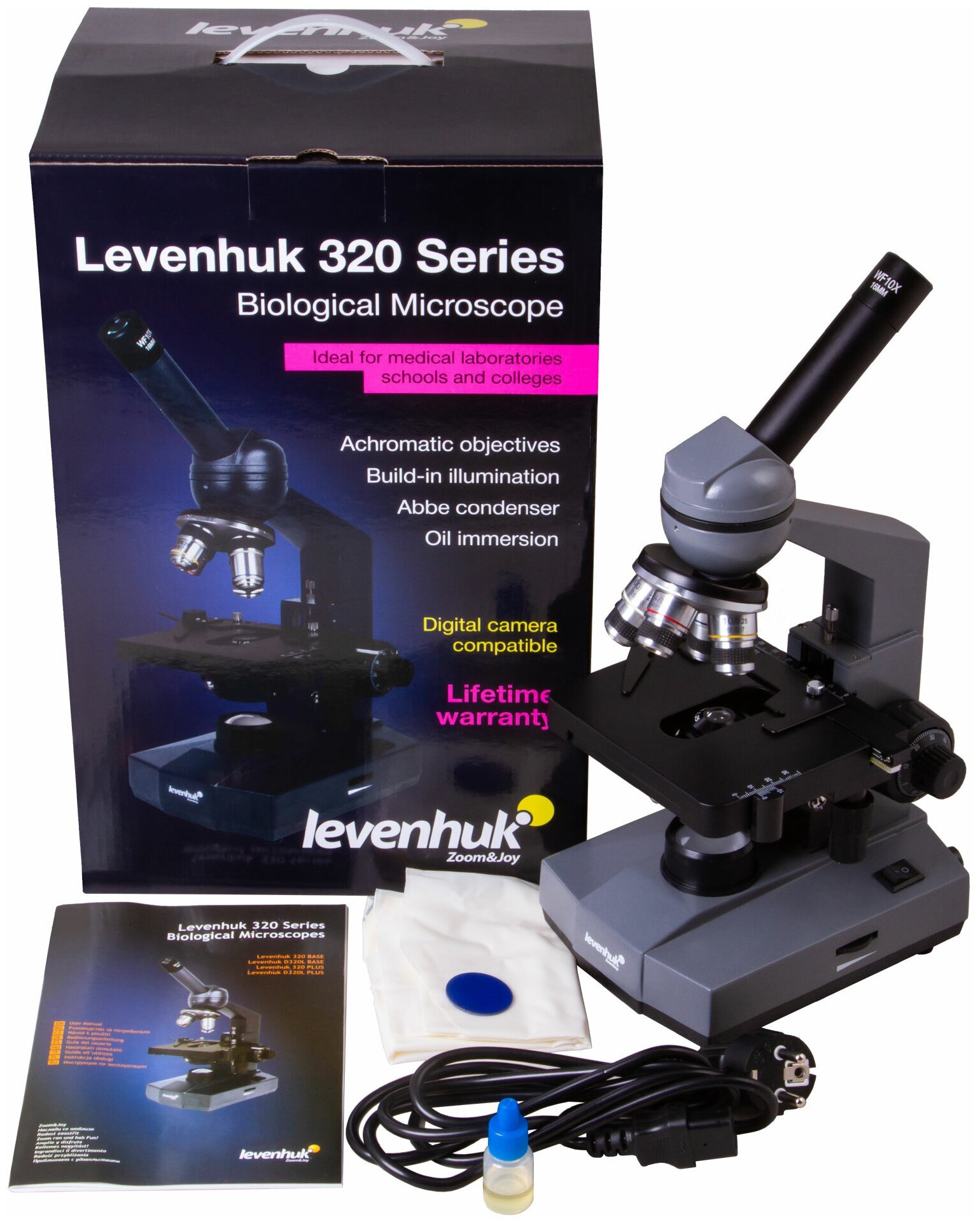 Микроскоп Levenhuk 320 BASE монокуляр 401000x на 4 объектива серый/черный - фото №6