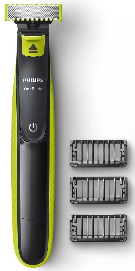 Триммер Philips OneBlade QP2730/20, черный/лайм - фотография № 1