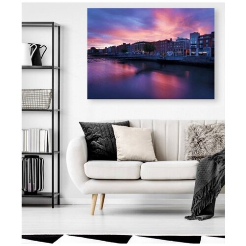 Картина интерьерная, панно, рисунок на холсте 60*90, закат