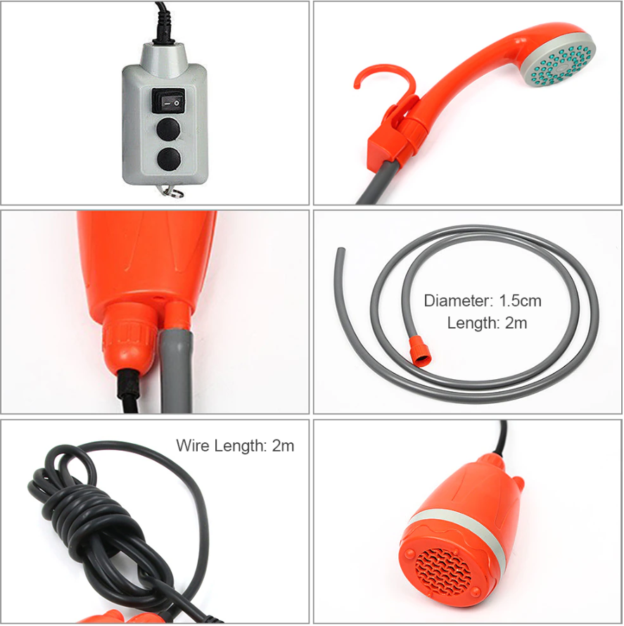 Переносной душ для дачи с подогревом, походный, с насосом, мобильный, для отдыха на природе - фотография № 4