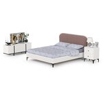 Комплект мебели для спальной комнаты Валенсия № 12, кровать с мягким изголовьем, цвет белый шагрень/чёрный - изображение