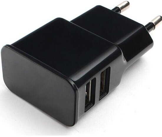 Сетевое зарядное устройство Cablexpert 100/220V - 5V USB 2 порта 2.1A черный