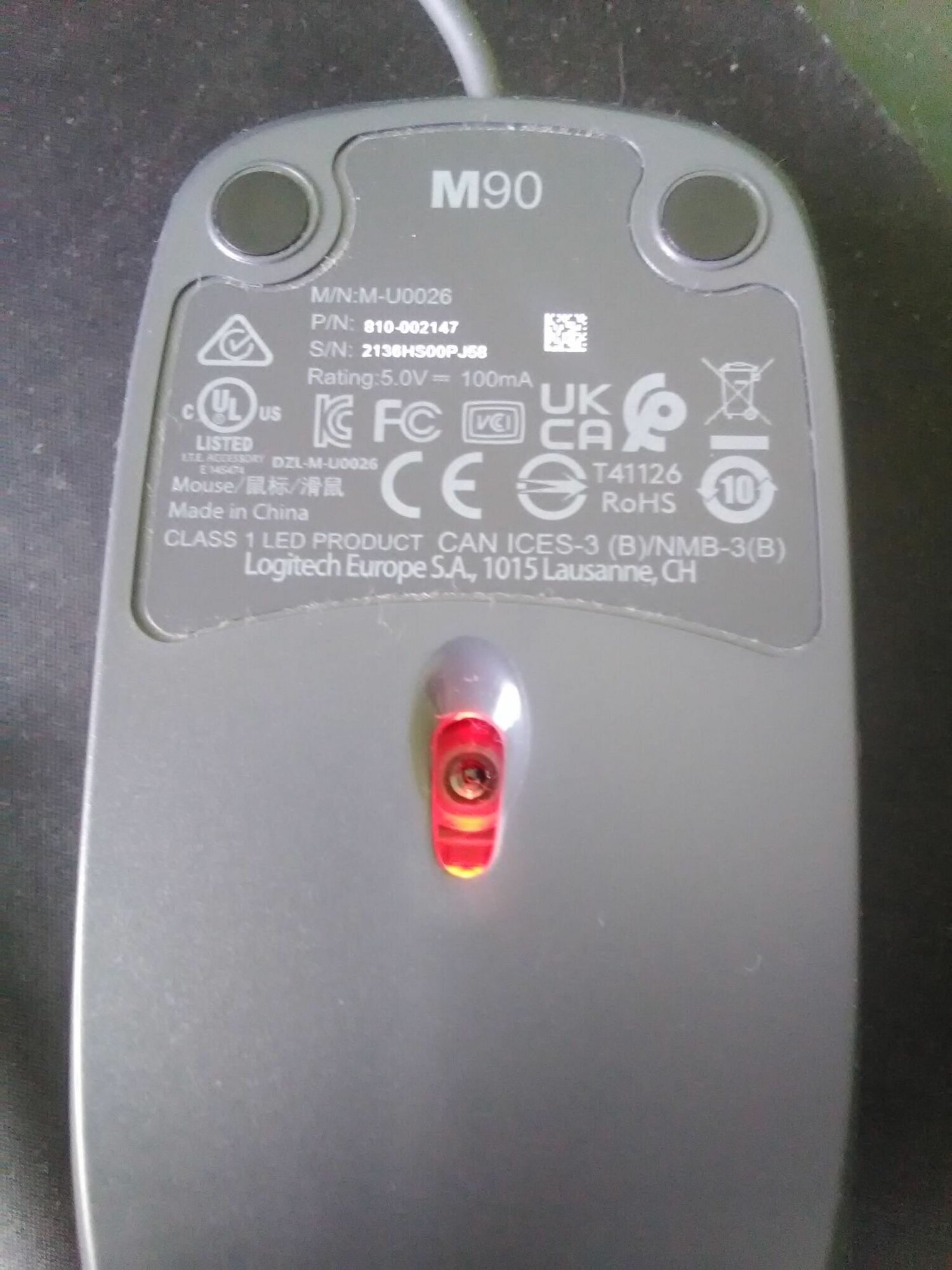 Мышь Logitech M90 Black (черная,оптическая, 1000dpi, USB, 1.8м) (арт. 910-001970, M/N: M-U0026) - фото №13