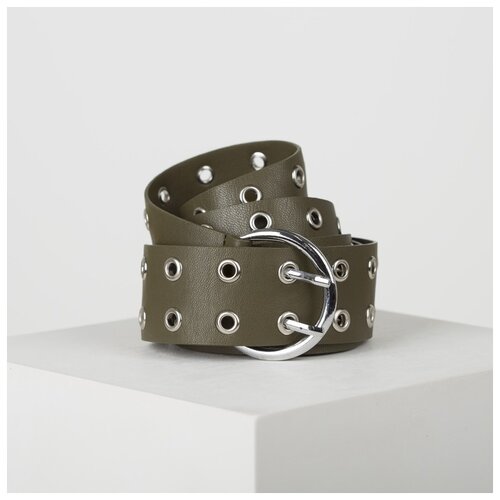 фото Ремень жен 07-01-02-02, 4*0,2*105, люверсы 2 ряда, пряжка металл, зеленый 4845705 сима-ленд