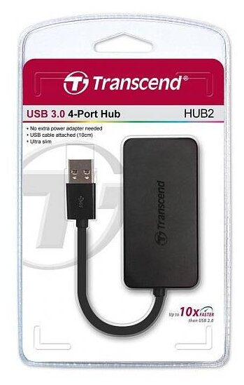 USB-концентратор Transcend TS-HUB2K, разъемов: 4, черный