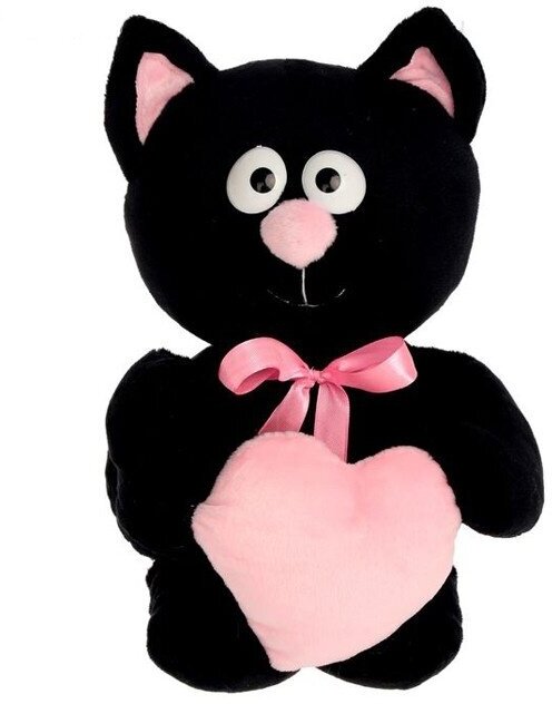 Мягкая игрушка Princess Love Котик с сердцем, черный (4650074455242)