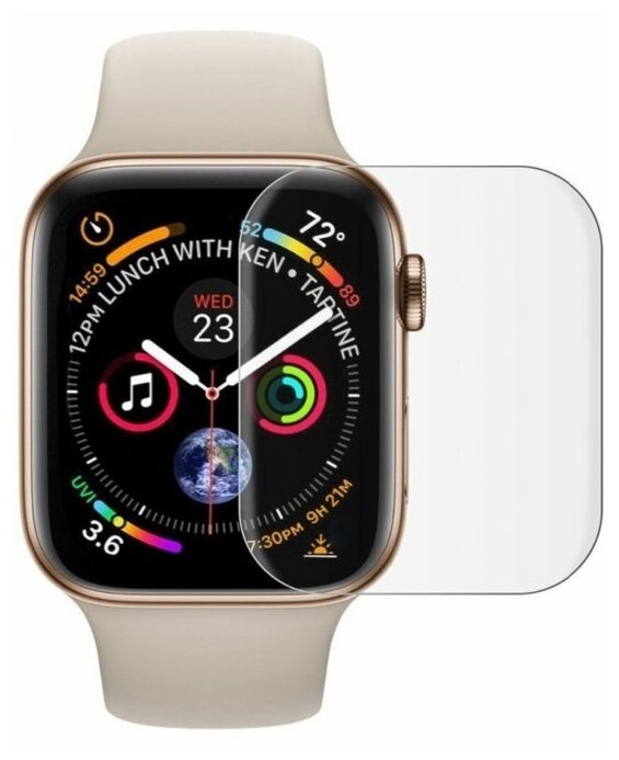 Противоударное стекло UV для Apple Watch S4 (44 мм) Watch S5 (44 мм) Watch S6 (44 мм) и др. (полное покрытие / УФ-клей+лампа) прозрачный