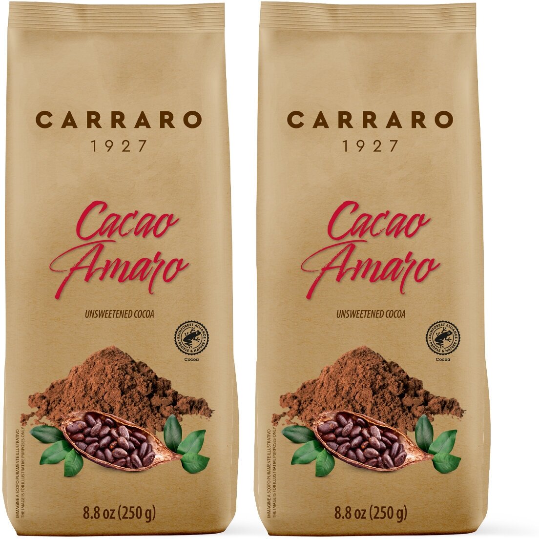 Какао-напиток Carraro Cacao Amaro 2x250гр 250гр м/уп (5098) - фото №2