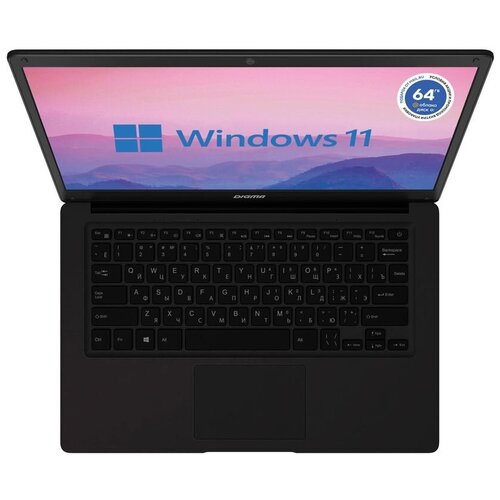 Ноутбук Digma EVE 14 C414 Celeron N40004GbSSD128GbIntel UHD Graphics 60014 IPS FHD 1920x1080Win11 Home SLBlackWiFiBTCam5000mAh 2074400₽