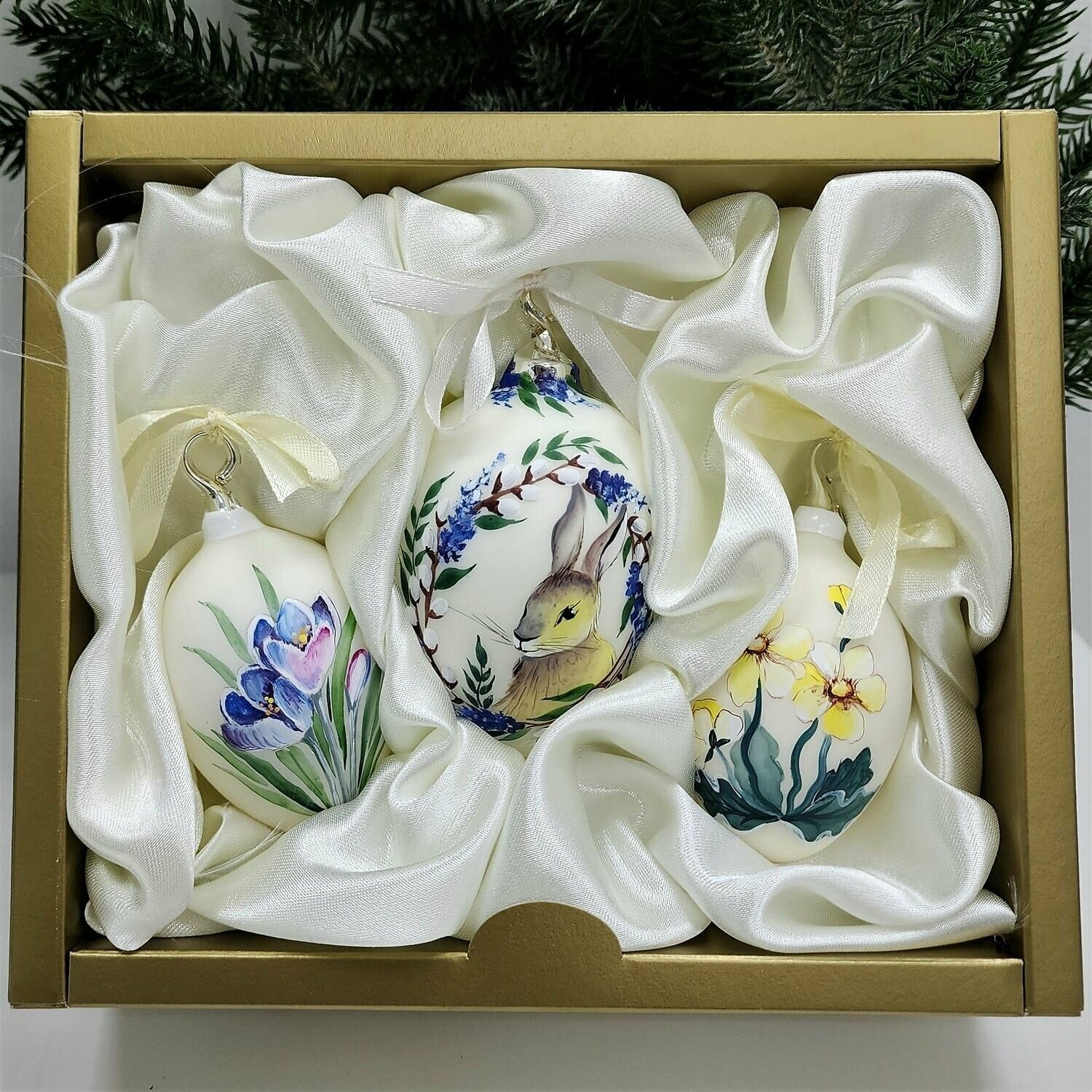 Набор стеклянных ёлочных игрушек Irena-Co Пасхальные яйца декор №6