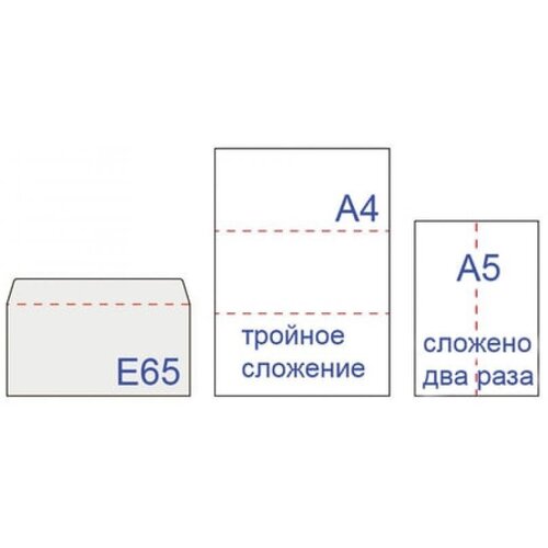 Конверты Е65 110х220 мм, клей, 80 г м2