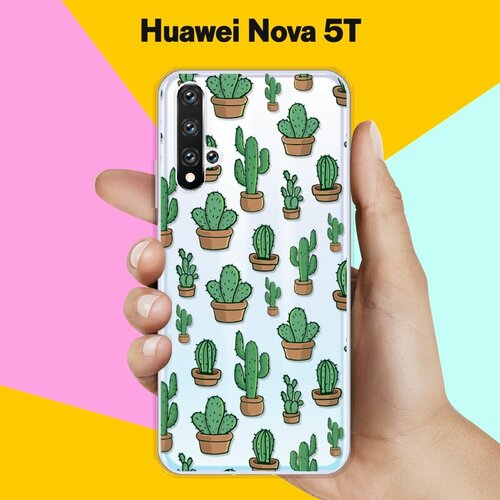 Силиконовый чехол Кактусы на Huawei Nova 5T силиконовый чехол на huawei nova 5t хуавей нова 5т enjoy every moment мрамор