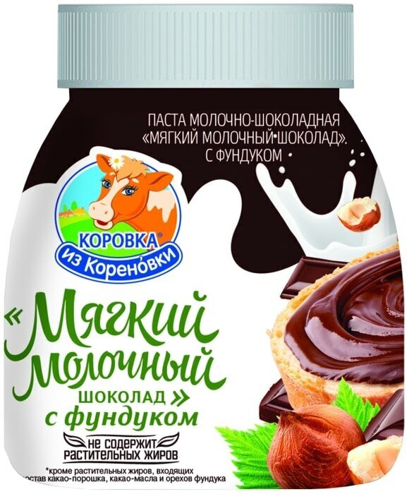 Паста Коровка из Кореновки Мягкий молочный шоколад с фундуком 330г