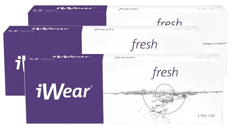 Контактные линзы iWear fresh 30 линз (Комплект 3 упаковки) R 8.7 D -2.00