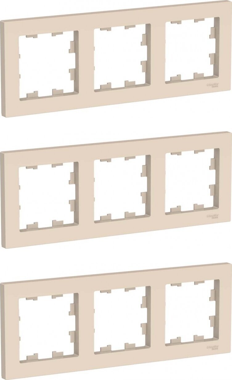 Рамка Schneider Electric AtlasDesign трехместная универсальная бежевая (комплект из 3 шт.) - фотография № 2