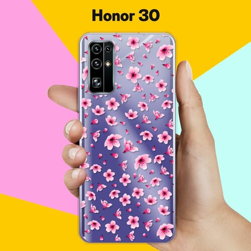 Силиконовый чехол Цветы розовые на Honor 30