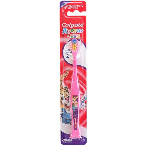 Зубная щетка Colgate Детская 2+ Доктор заяц супермягкая розовая набор детский colgate доктор заяц зубная паста клубника зубная щетка 2 супермягкая