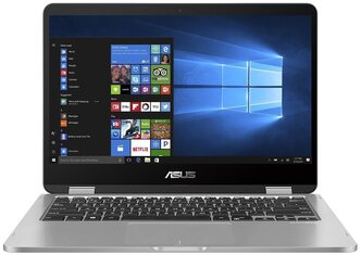 14" Ноутбук ASUS VivoBook Flip 14 TP401MA-EC296T (1920x1080, Intel Pentium Silver 1.1 ГГц, RAM 4 ГБ, SSD 128 ГБ, Win10 Home), 90NB0IV1-M08990, серебристый