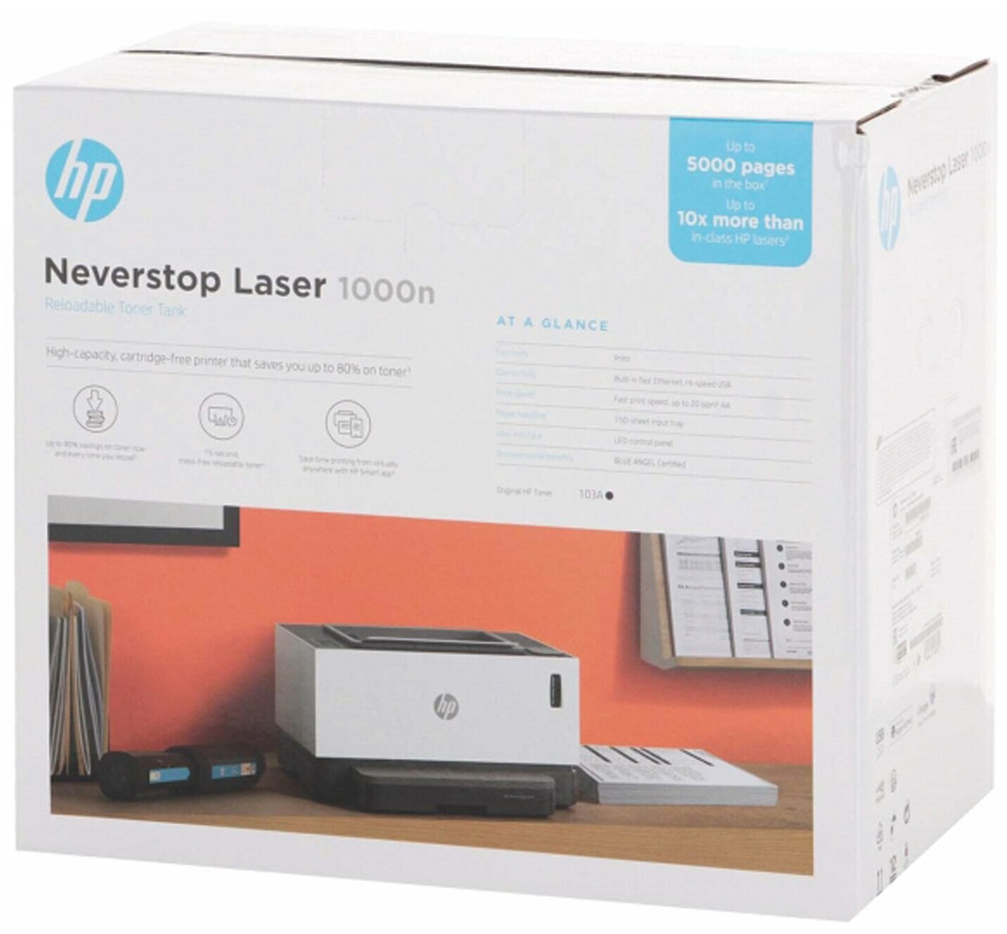 Принтер лазерный HP Neverstop Laser 1000n лазерный, цвет: белый [5hg74a] - фото №7