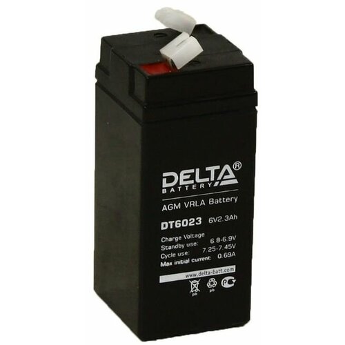 Аккумуляторная батарея Delta 2,3 Ач 6 Вольт DT 6023 аккумулятор delta dt 6023 75мм 6v agm 2 29 ач