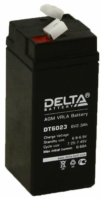 Аккумулятор 6В 2,3А·ч (Delta DT 6023) AGM