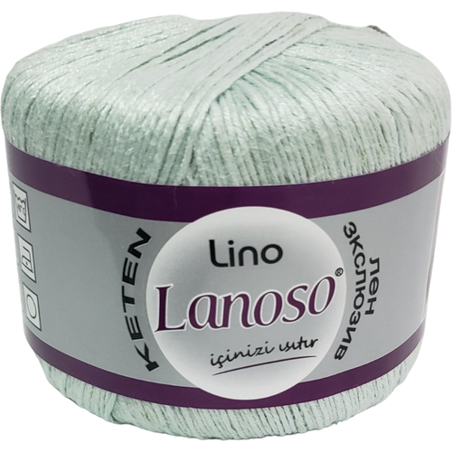 Пряжа Lanoso Lino, цвет 919 светло-мятный,50% лен, 50% вискоза, 50гр 175м.