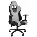 HIPER HGS-104 Игровое кресло чёрно-серое (кожа-PU, 2D подлокотник, газлифт класс 3, регулируемый угол наклона, механизм качания) - изображение