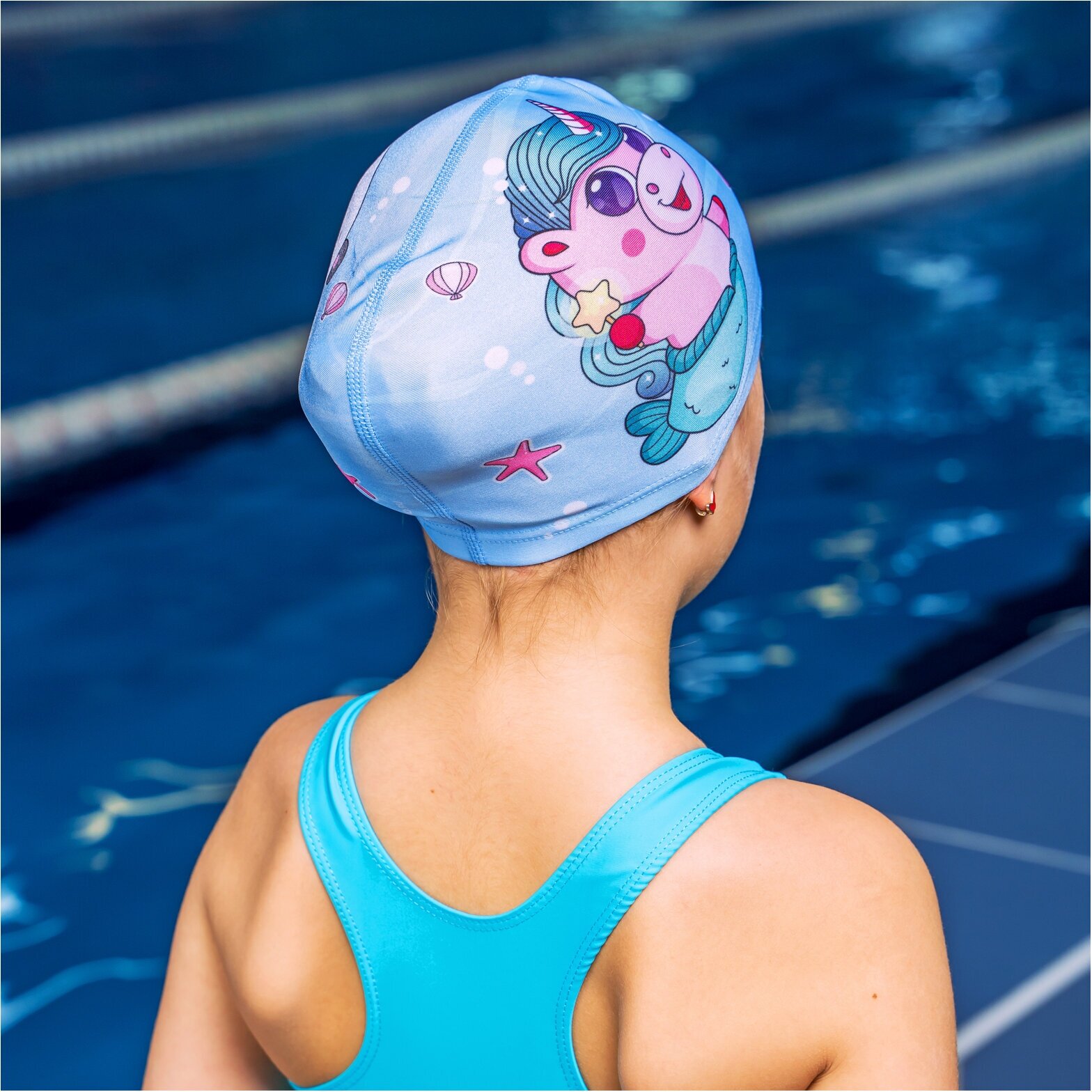 Шапочка для плавания ONLITOP «Милота», детская, обхват 46-52 см, цвет голубой