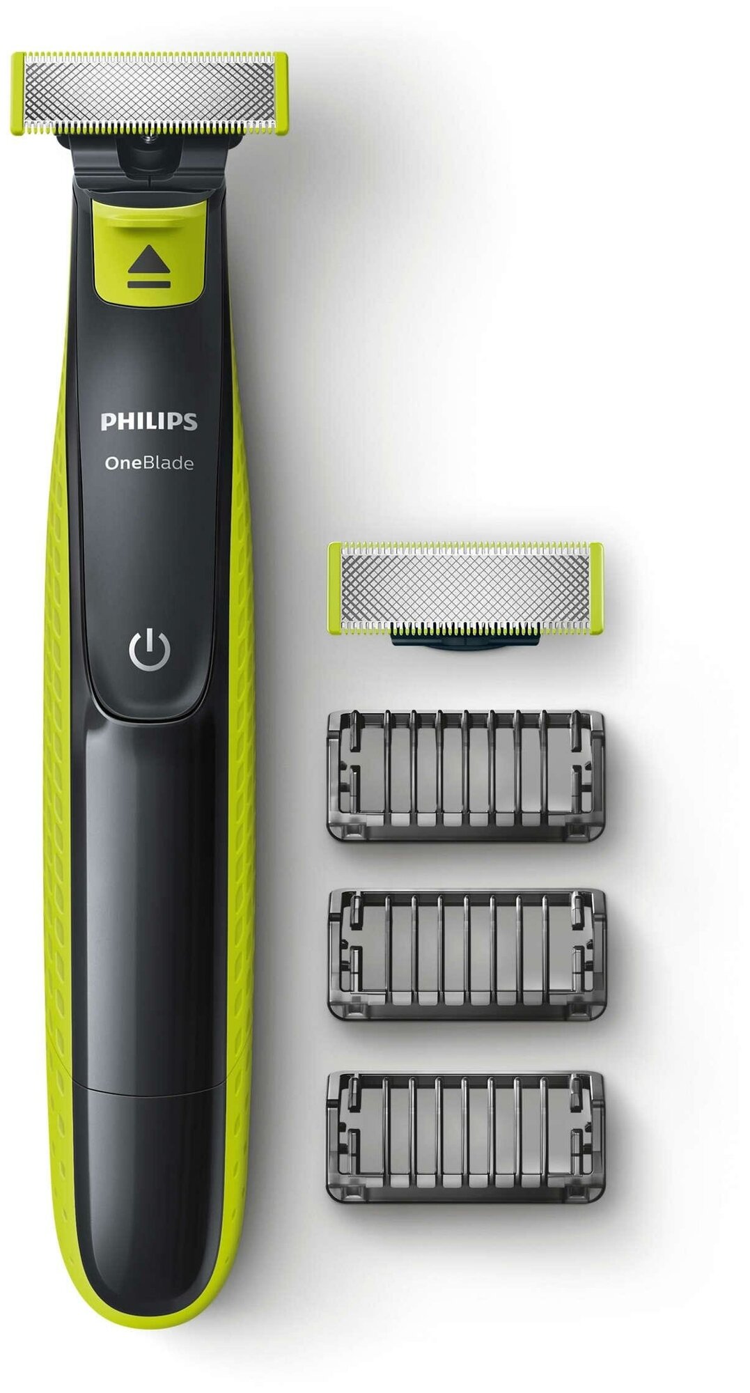 Триммер Philips OneBlade QP2520/60, черный/зеленый лайм - фотография № 1