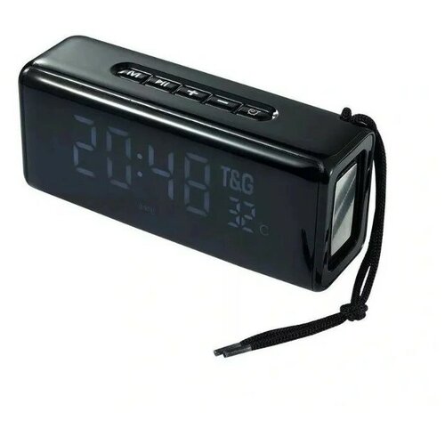 Портативная колонка, блютуз колонка с часами и будильником / USB / MicroSD / Ipod, Iphone, Android TG, Черный