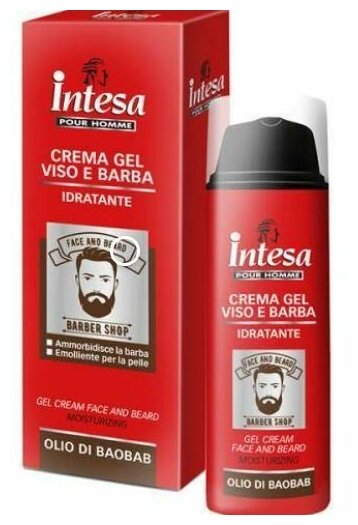 Intesa Гель-крем увлажняющий Intesa для лица и бороды с маслом баобаба, 50 мл