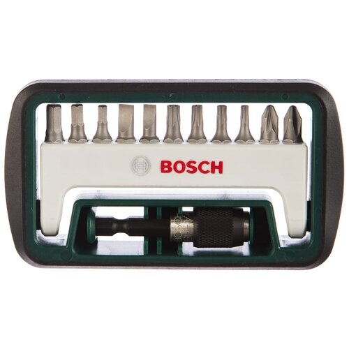 набор бит bosch premium set 49 2608p00233 49пред для шуруповертов Набор бит BOSCH 2.608.255.995, 12 предм., зеленый/белый