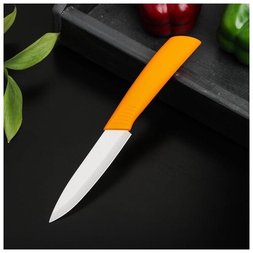 фото Нож керамический "симпл" лезвие 10,5 см, ручка soft touch, цвет оранжевый 5386353 сима-ленд