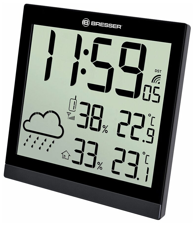 Метеостанция (настенные часы) Bresser TemeoTrend JC LCD, черная - фотография № 1