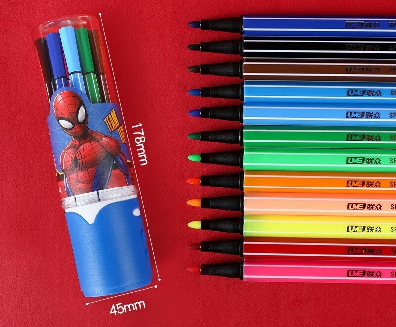 Фломастеры для рисования набор 12 цветов, Человек паук