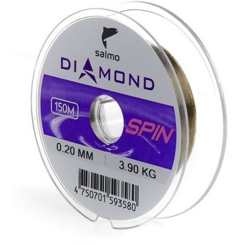 Леска монофильная Salmo Diamond SPIN, диаметр 0.2 мм, тест 3.9 кг, 150 м, светло-зелёная