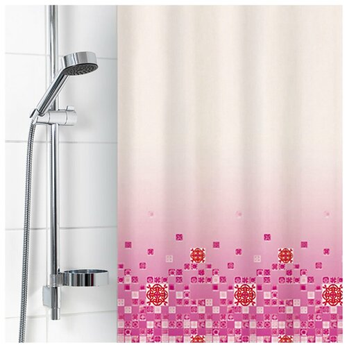 фото 1582-4 штора для ванной комнаты 180х180см мозайка розовая полиэстер вилина