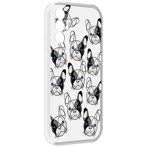 Чехол MyPads мини-собачки-черно-белый для Tecno Pova 3 задняя-панель-накладка-бампер