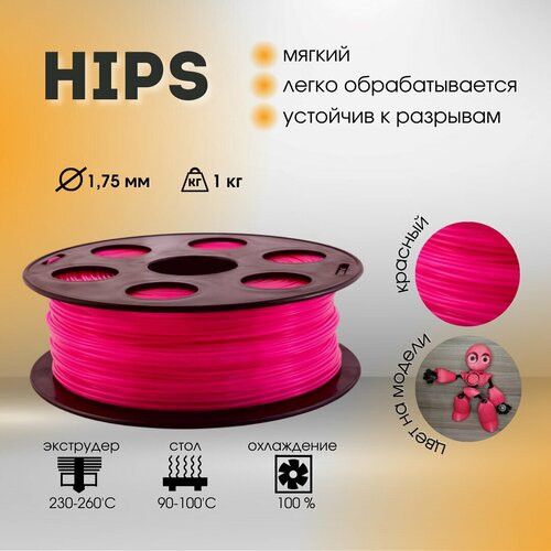 Красный HIPS Bestfilament для 3D-принтеров 1 кг (1,75 мм)