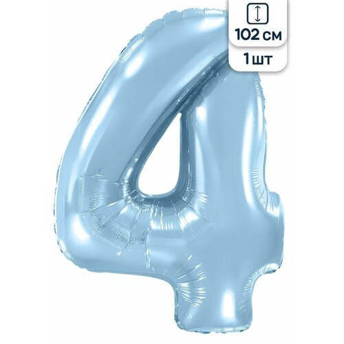 Воздушный шар фольгированный Flexmetal Цифра 4, голубой, 102 см