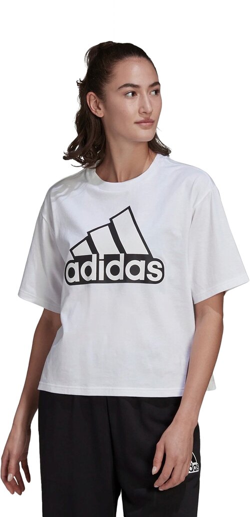 Футболка adidas Essentials Logo Boxy Tee, размер S INT, белый