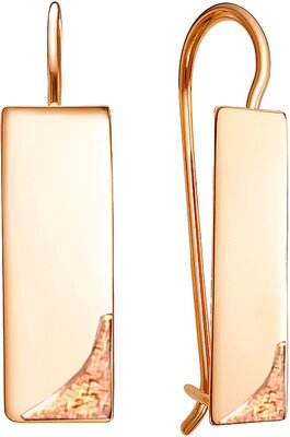 Серьги  пластины модные оригинальные прямоугольные женские Сережки, размер 11 мм, золотой