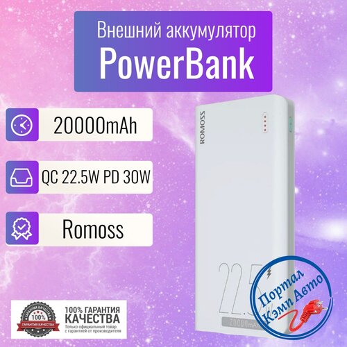 Power Bank внешний аккумулятор повербанк 20000 мАч 22,5W PD ROMOSS